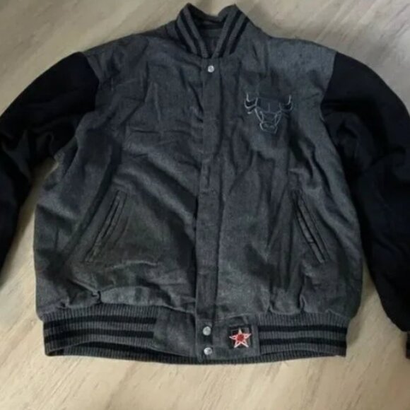 Reversible Vintage 90s Jeff Hamilton Chicago Bulls NBA Leather‎ Jacket 2XL Black - Picture 1 of 6